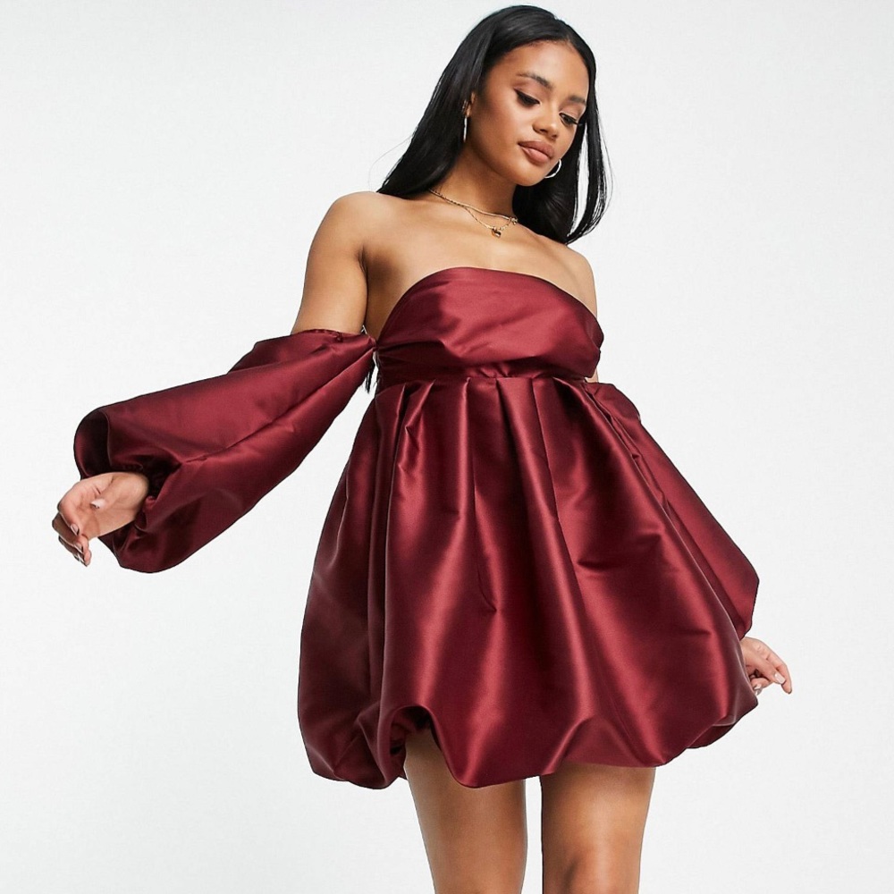 ASOS LUXE BUBBLE BABYDOLL SATIN DRESS SZ 6